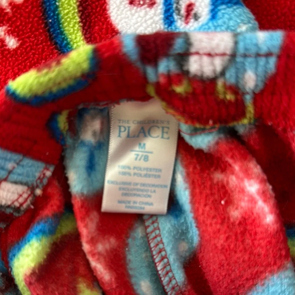 The Children's Place Red Boys Girls Fleece Snowman Snowglobe Pajamas Sz Medium